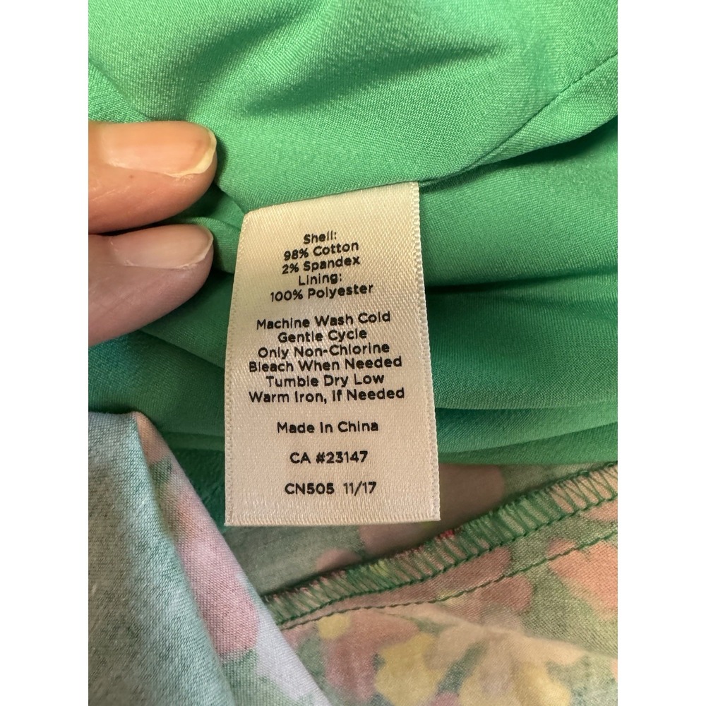 Talbots Women's SZ 2P Floral Sleeveless Fit and Flare Midi Dress‎ Green Pink - Picture 14 of 14